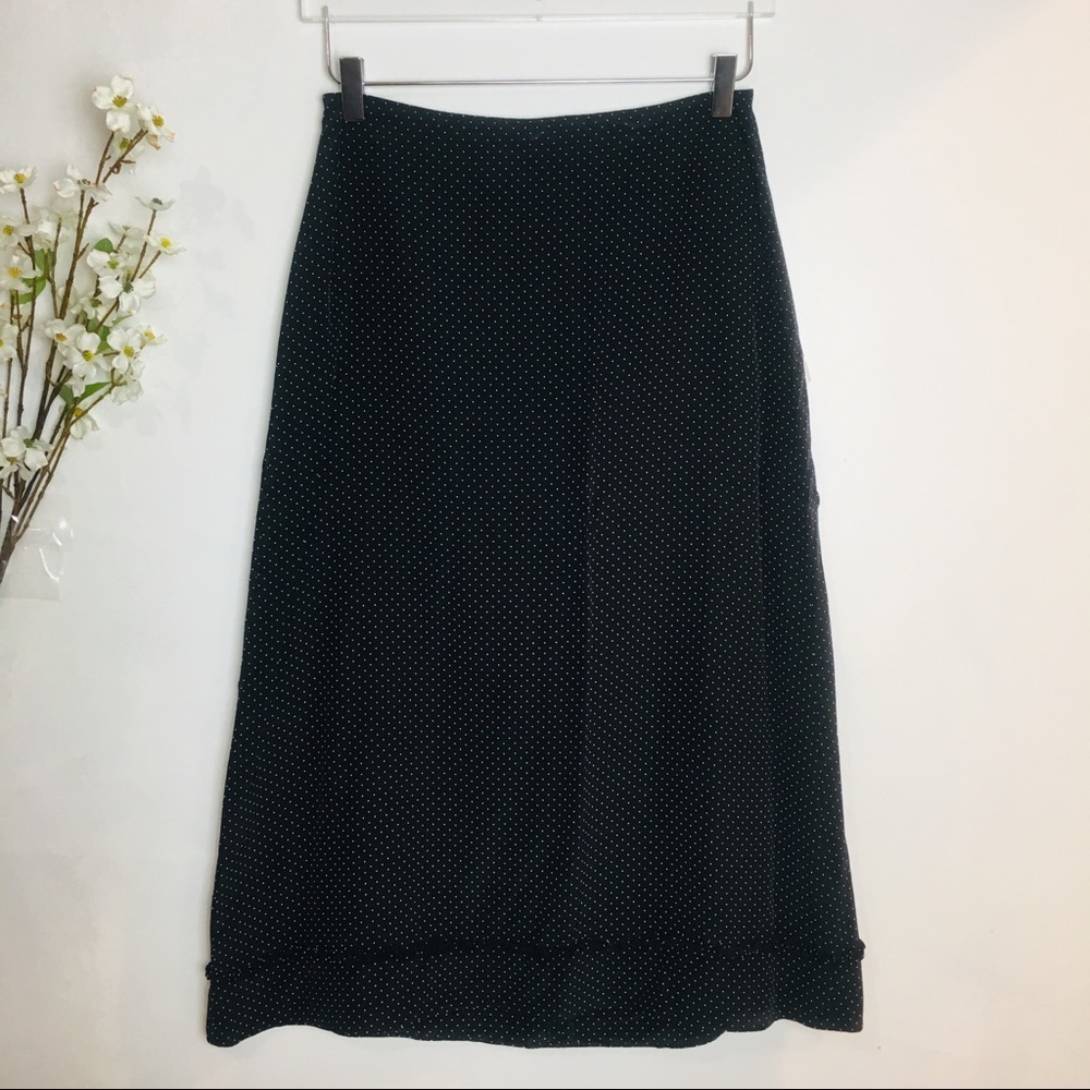 DKNY| 100% Silk Polka Dot Midi Skirt